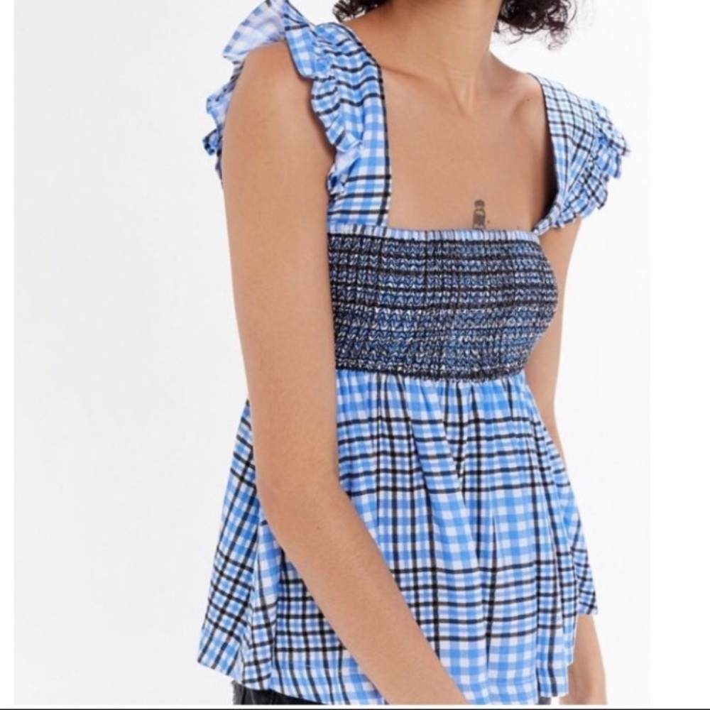 Urban Outfitters Charlotte Smocked Ruffle Babydoll top